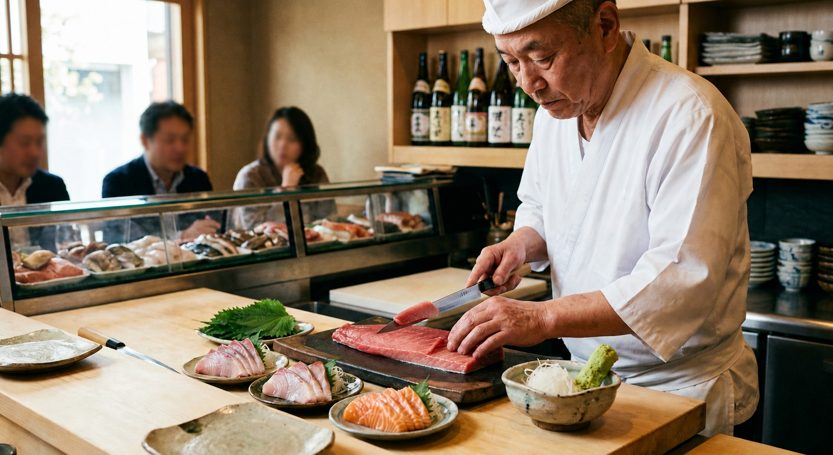 Japanese sashimi served at a traditional restaurant