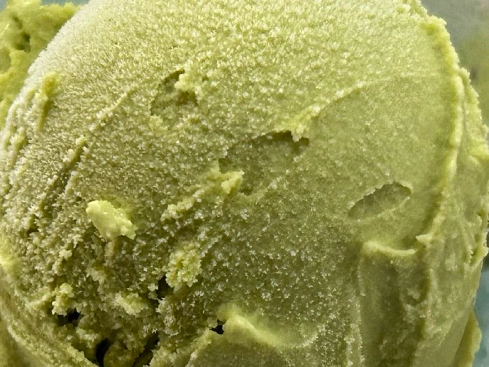 Matcha Ice Cream After Omakase Close view of pale green matcha ice cream served after an omakase sushi meal