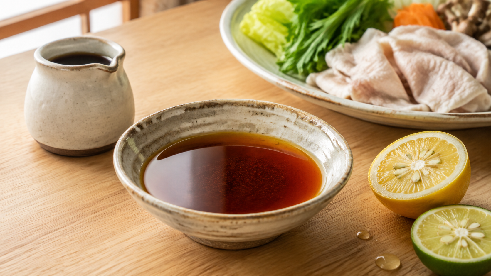 Ponzu sauce with Japanese citrus and cold shabu-shabu vegetables