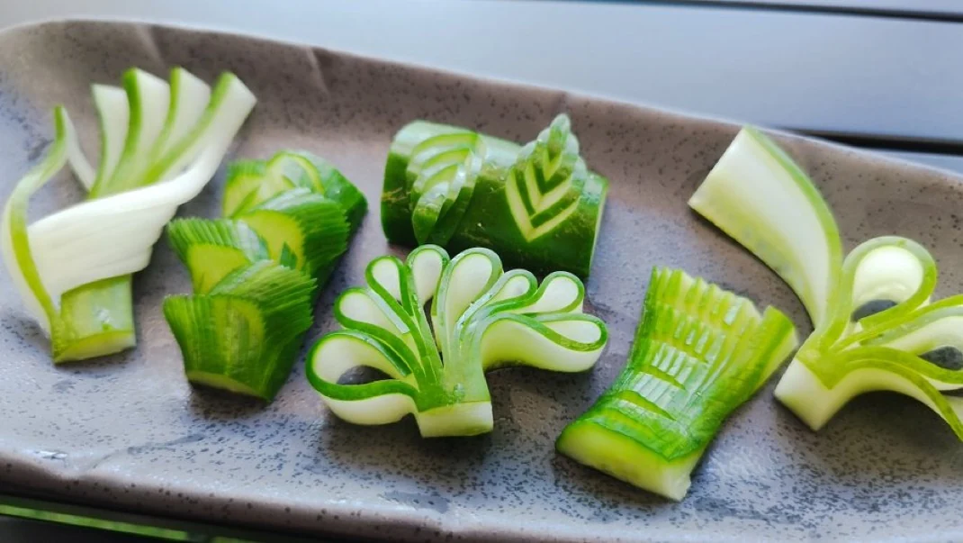 Japanese Cucumber Decorative Cut Examples
